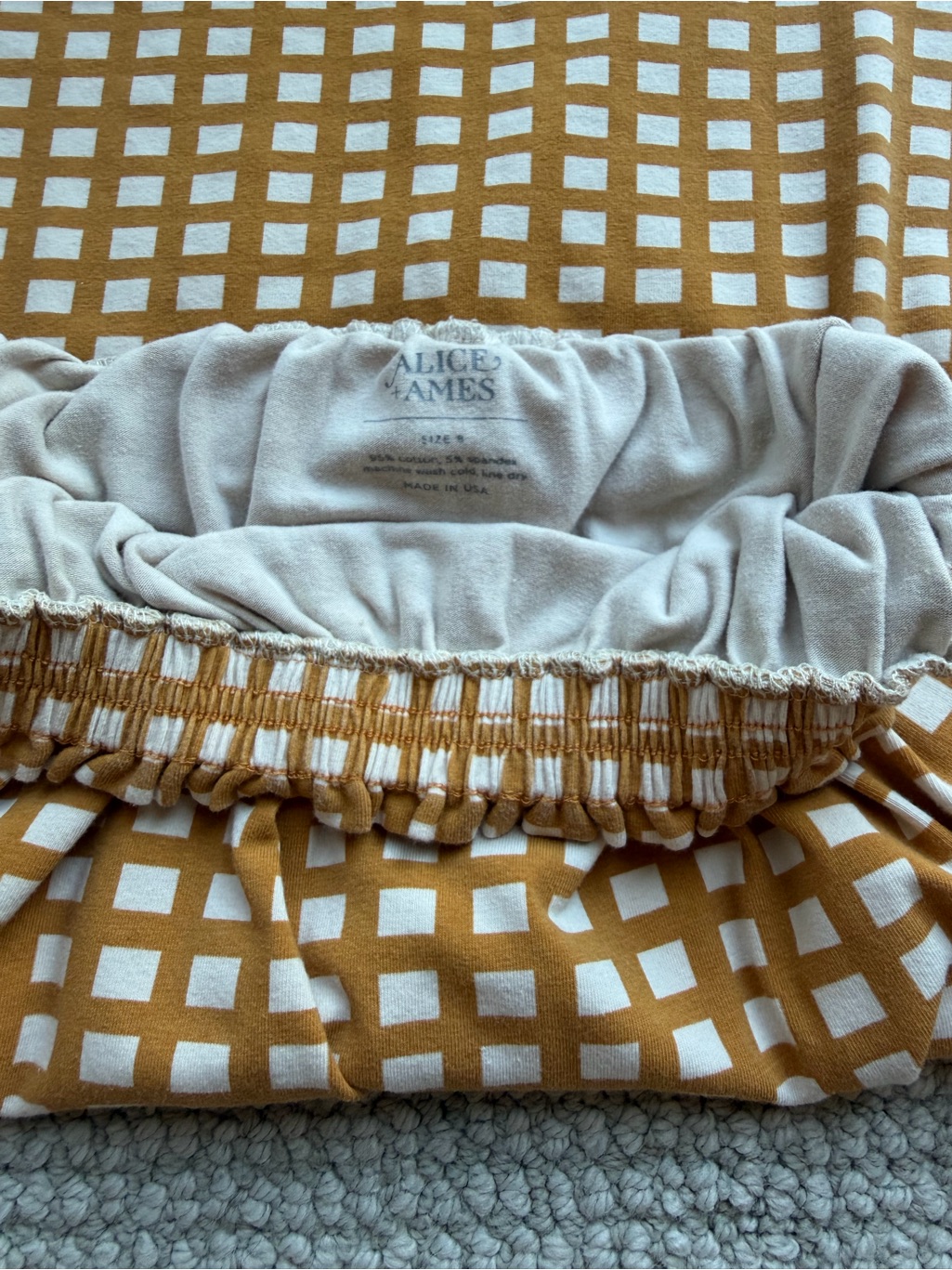 Girls' Mustard Checked A-Line Skirt With Elastic Waist — image 2 of 2